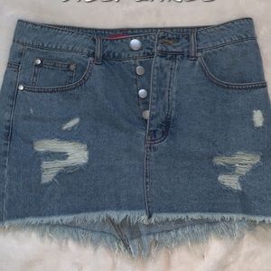 Mini denim skirt, ripped